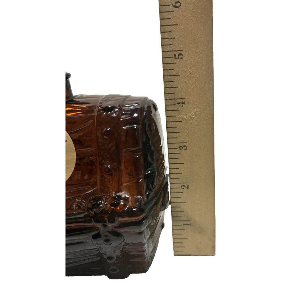 Anchor Hocking Pirate Treasure Chest Coin Bank Dark Amber Glass  - 1960s Unique!